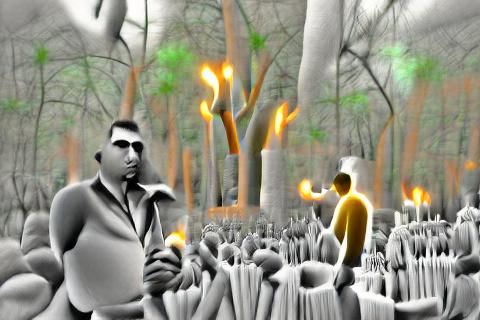 Fiery-Eyed Man in Dark Forest: Film Noir