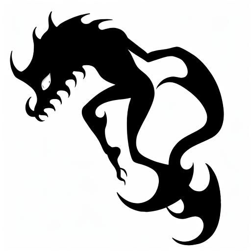 Creepy Shadow Monster Dancing: Minimalist Surreal Line Art