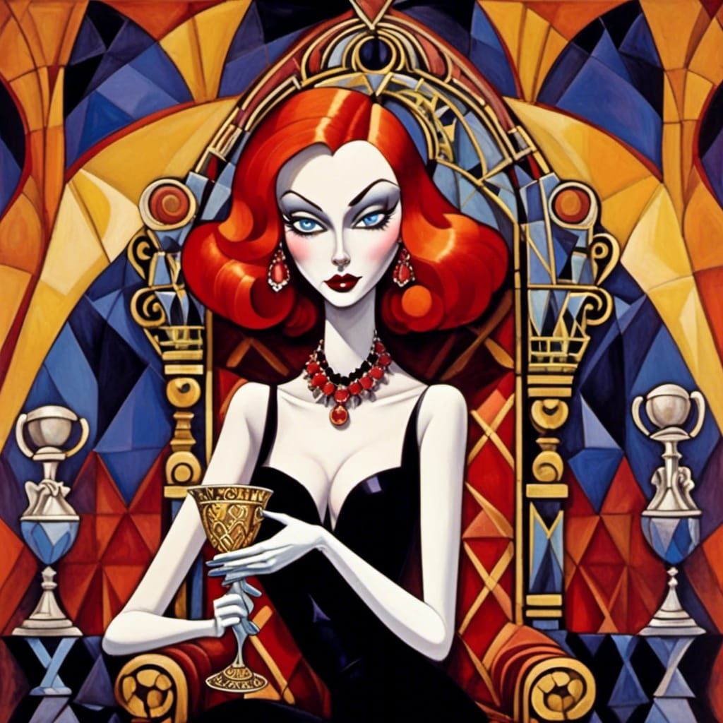 Art Deco Vampire Jessica Rabbit in Throne Room