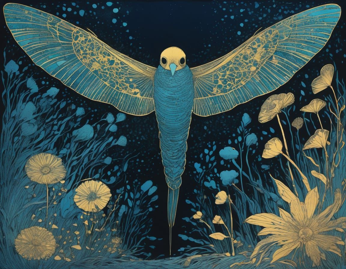Vibrant Etching in Aqua and Gold