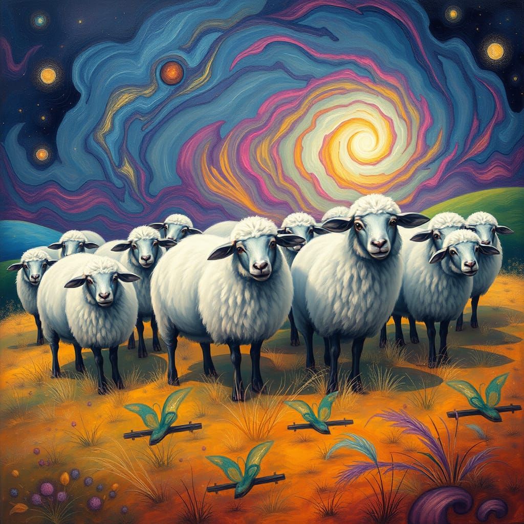 Surreal Sheep Dance Amidst Quantum Fluctuations
