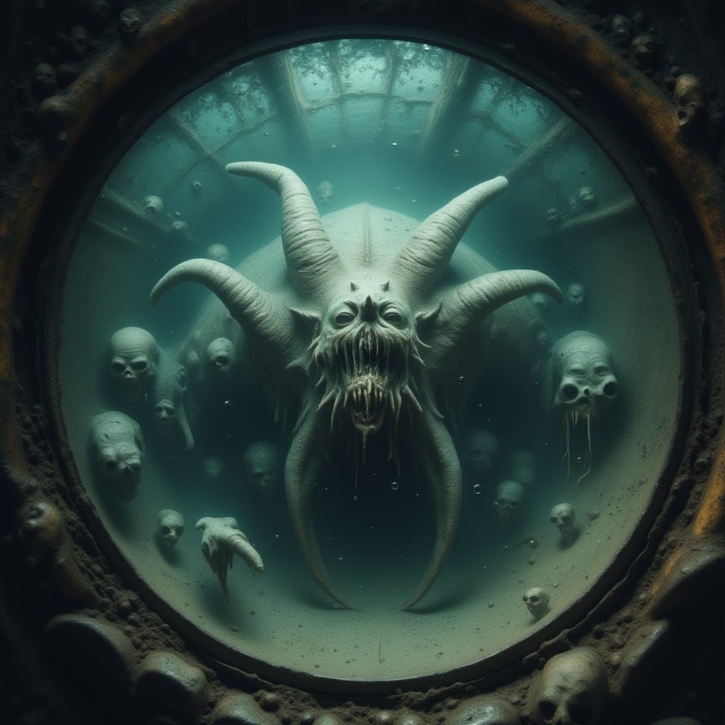 Horrifying Sea Monster Stares Through Submarine Window