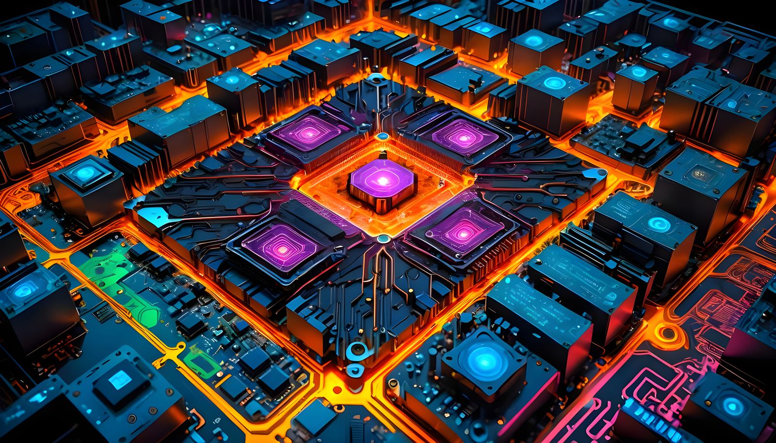 Fractal Geometry Cityscape in Hyper-Realistic Splash Art