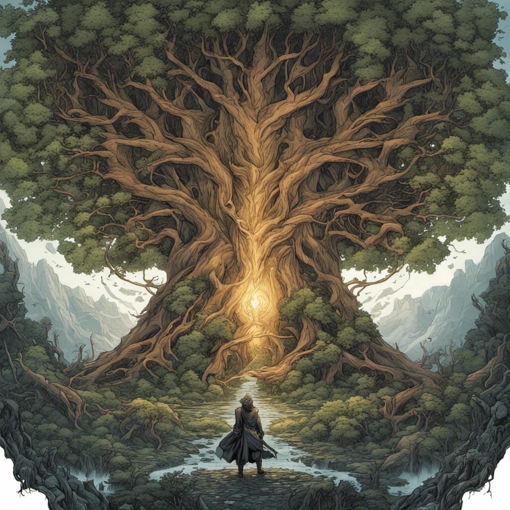 Yggdrasil (from Old Norse Yggdrasill) is an immense and cent...