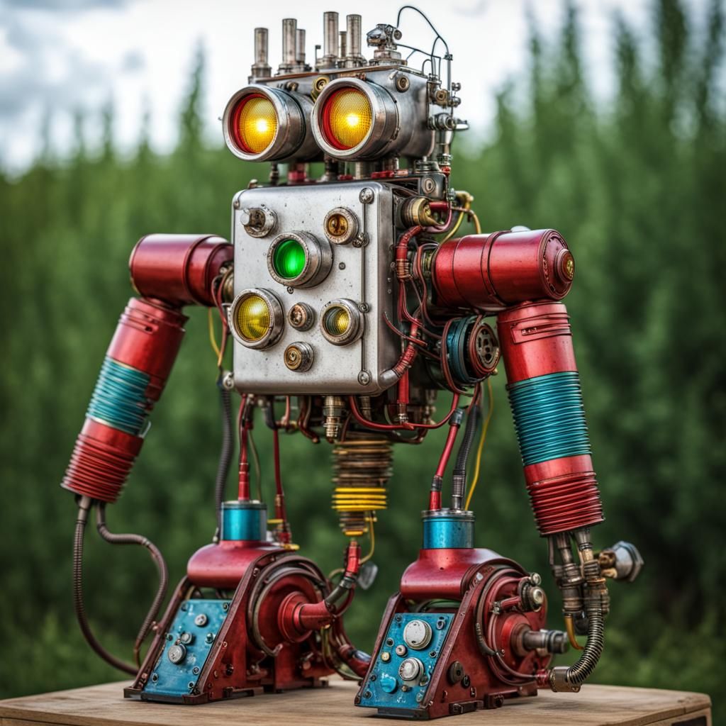 Steampunk USSR Robot with Human Eyes