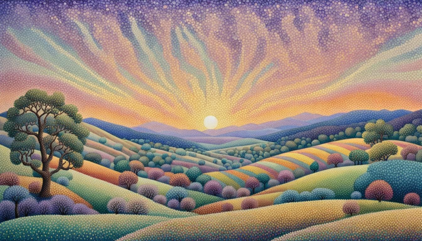 Time-Lapse Landscape in Pointillism Style
