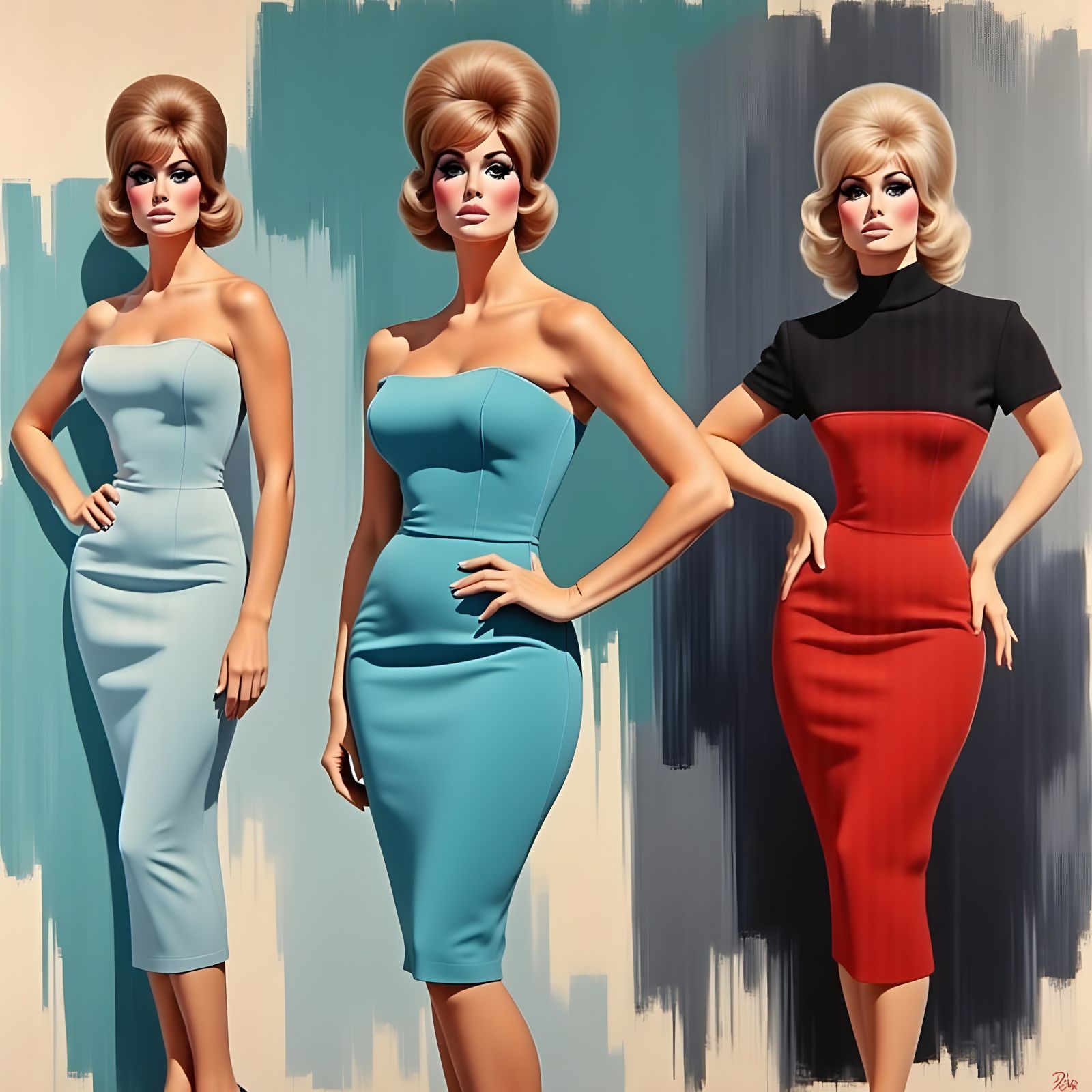 Abstract Impressionist Woman with Bouffant Hairstyle