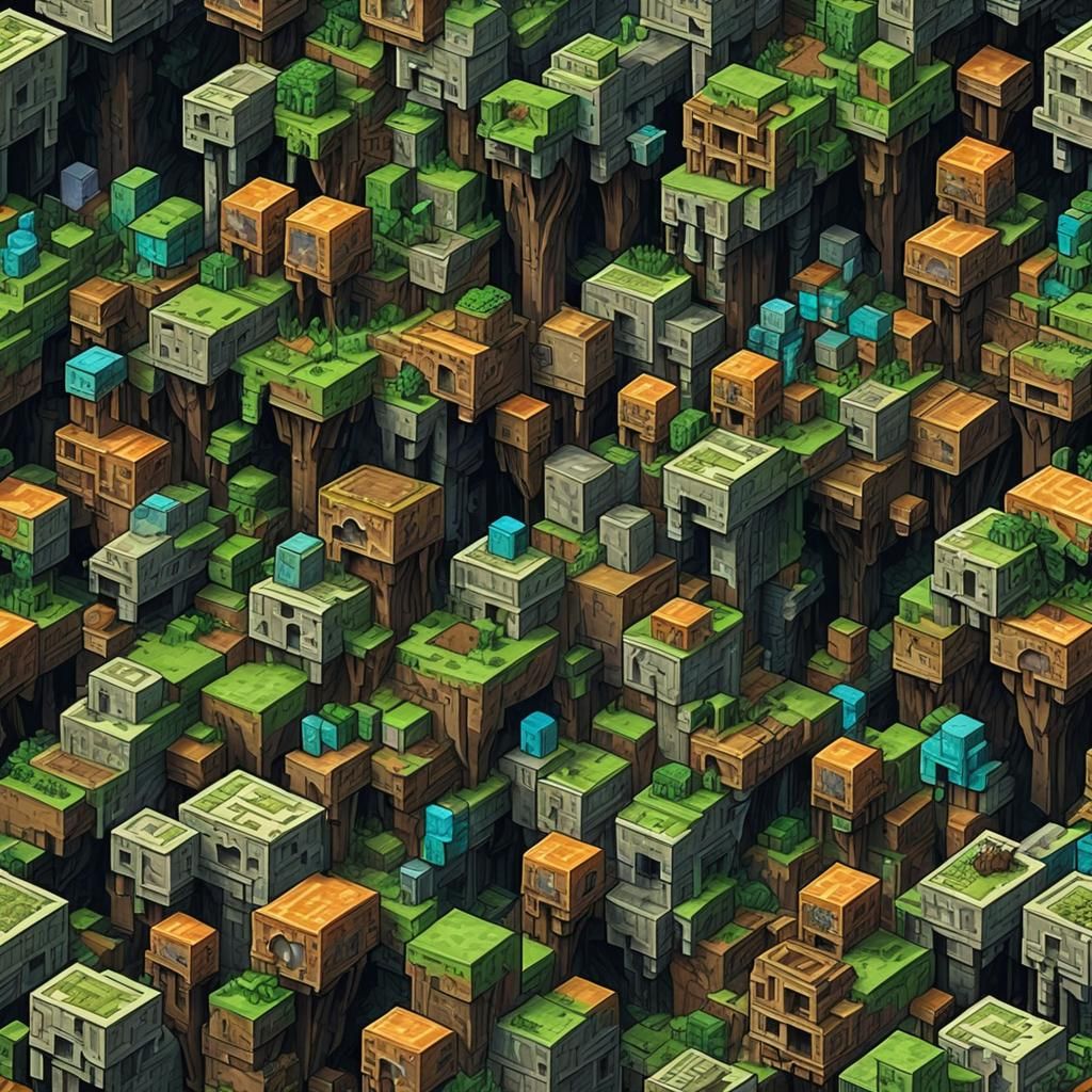 Minecraft Landscape in Comic Book Style