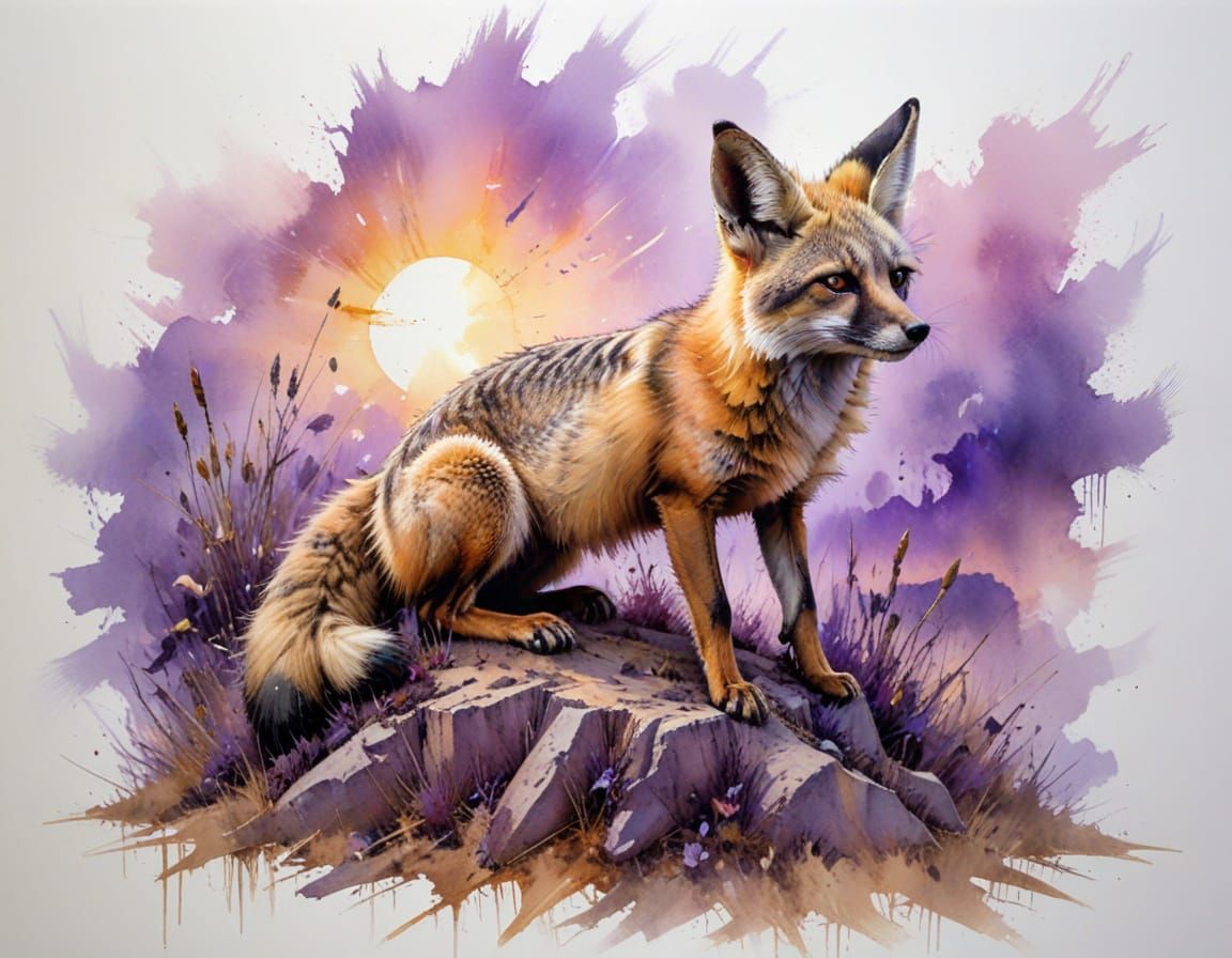 Bat-Eared Fox in Purple Twilight