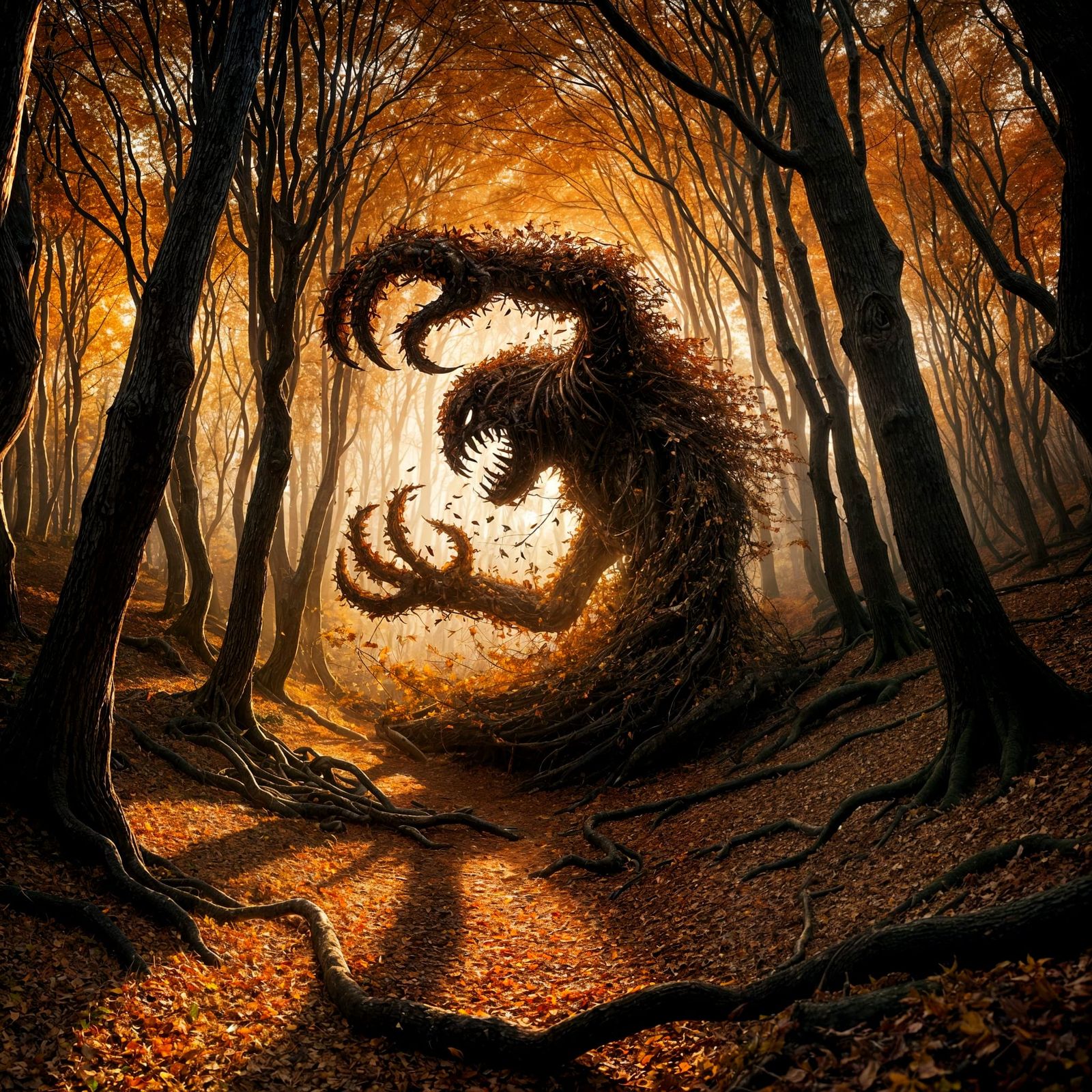 Leafy Titan in Spooky Autumn Forest