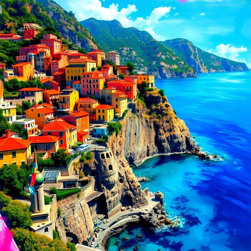 Amalfi Coast Graffiti Art Painting