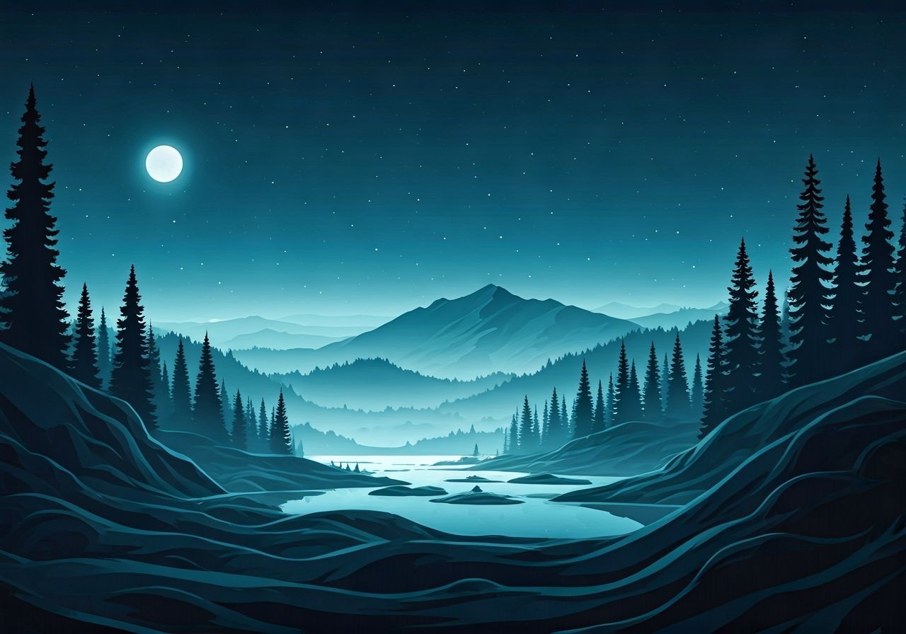 Ethereal Dreamscape with Moonlit Lakes