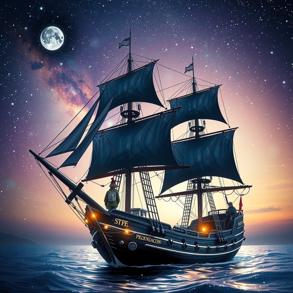 Night Sky with Flickering Stars and Shooting Stars