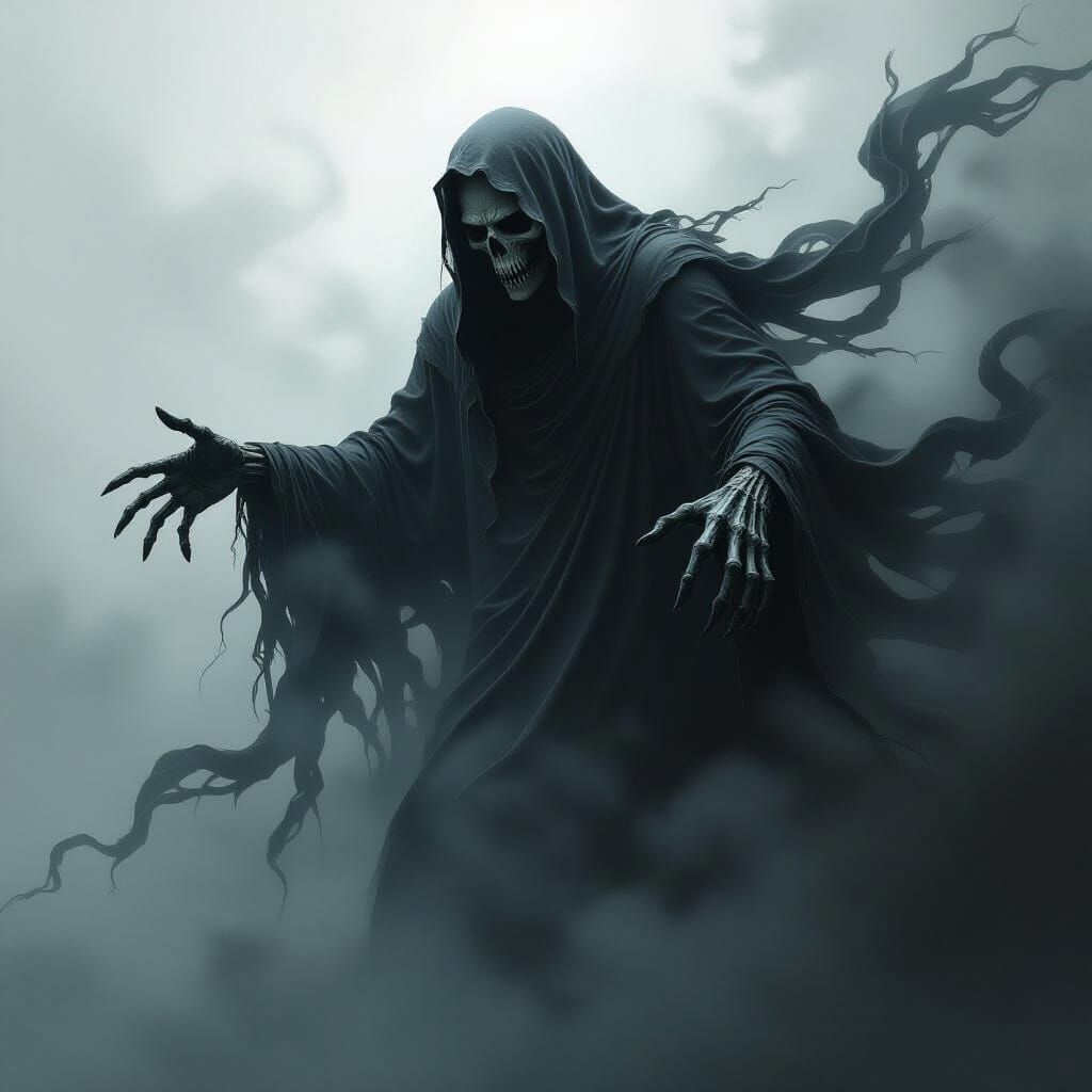 Gothic Dementor Emerging From Dark Mist