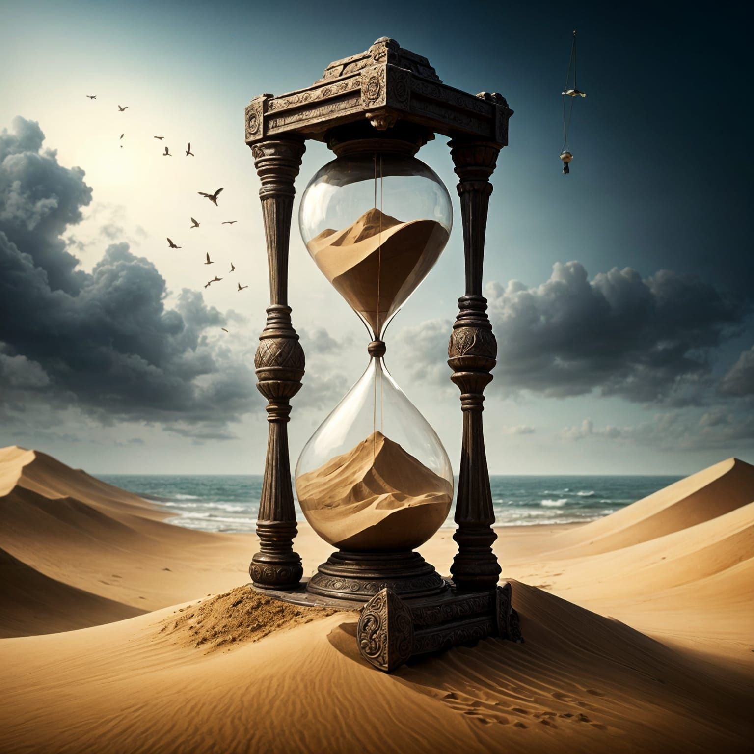 Hourglass with Suspended Sand: A Timeless Moment
