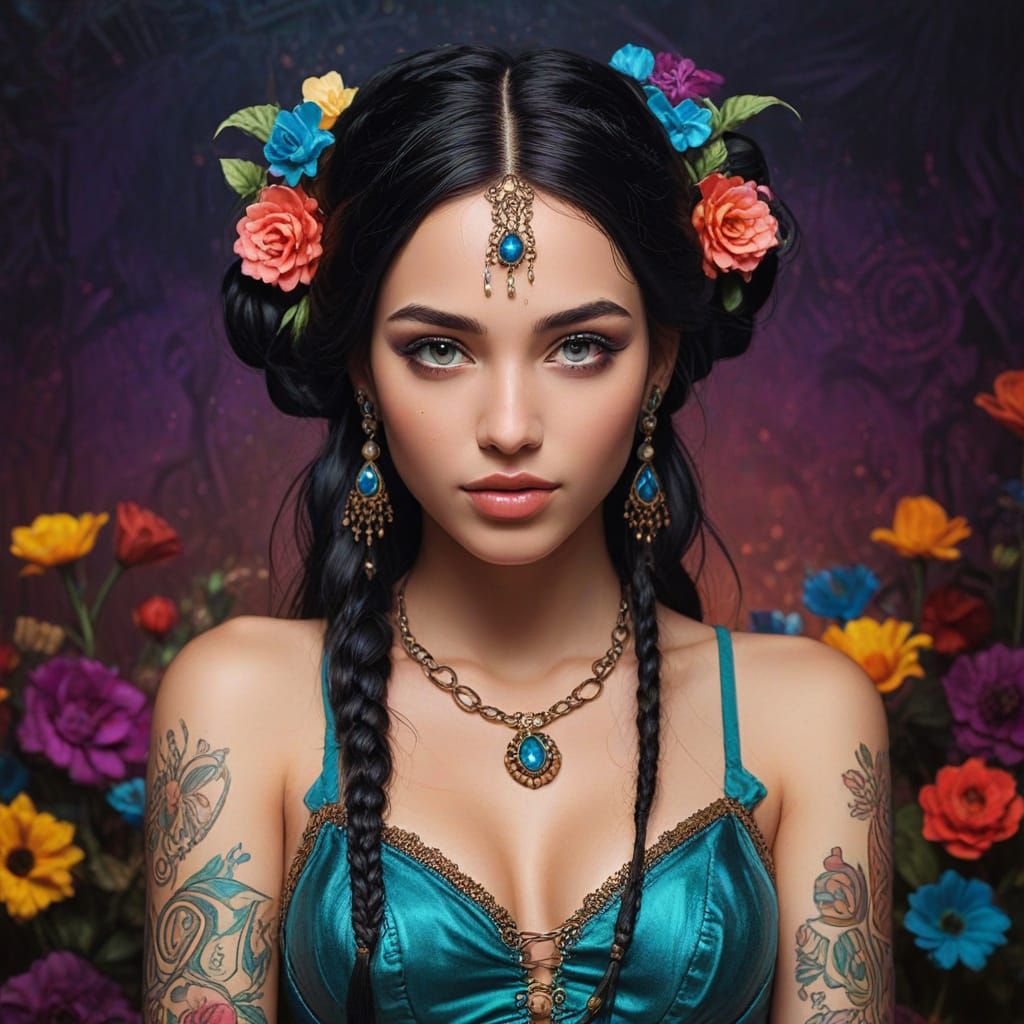 Whimsical cyberpunk princess Jasmine