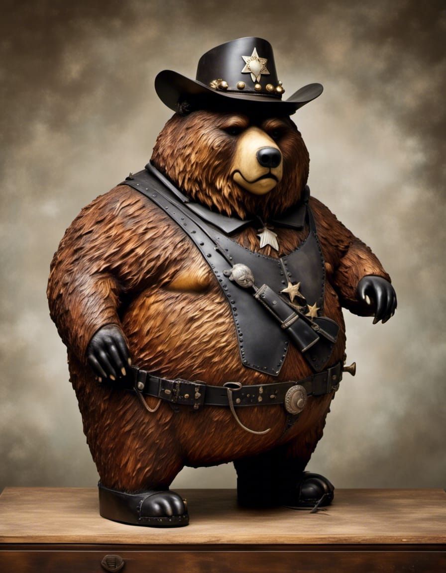 Rustic Sheriff Bear Illustration