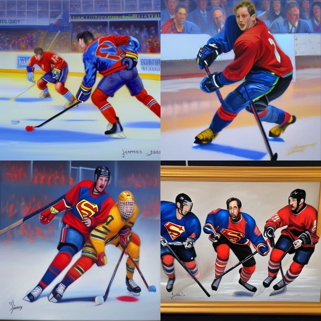 Super Hockey: Oil Painting in Gurney Style