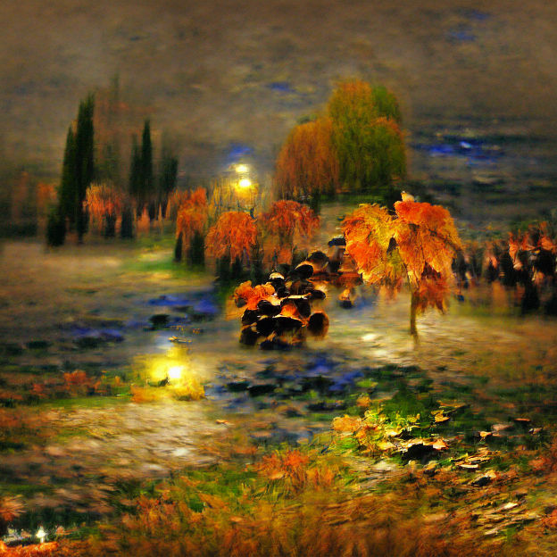 Impressionistic Autumn Night Scene