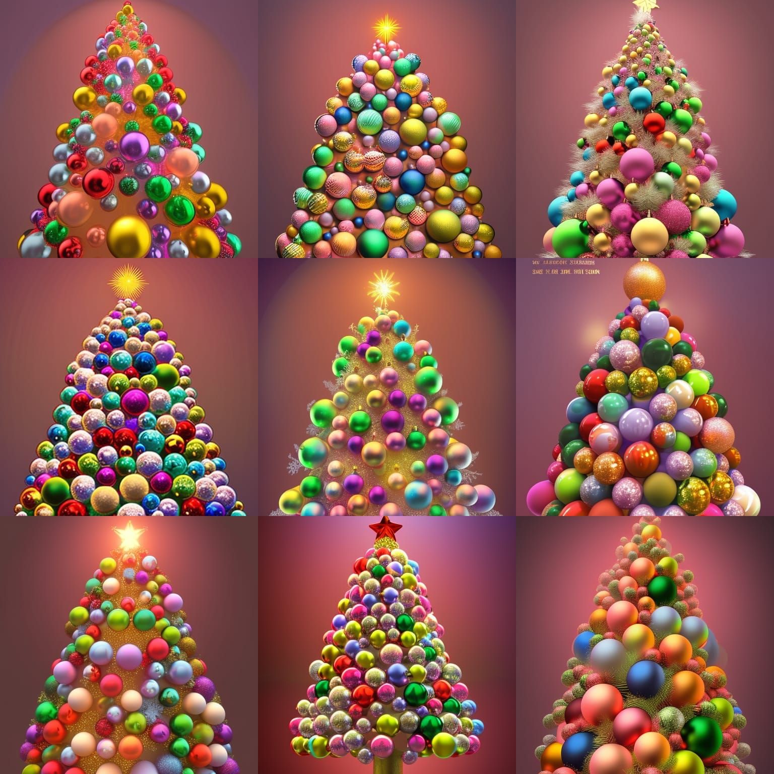 Christmas Tree made of Only spherical, Pastel Glass Ornament...