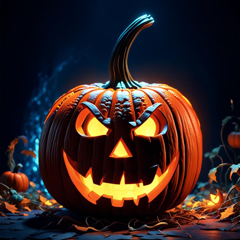 Glowing Jack-o-Lantern in Pixar 3D Style
