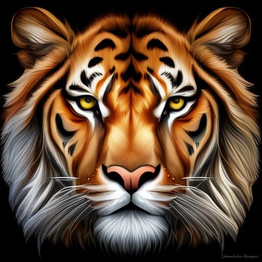 Hybrid Lion Tiger Face in High Definition