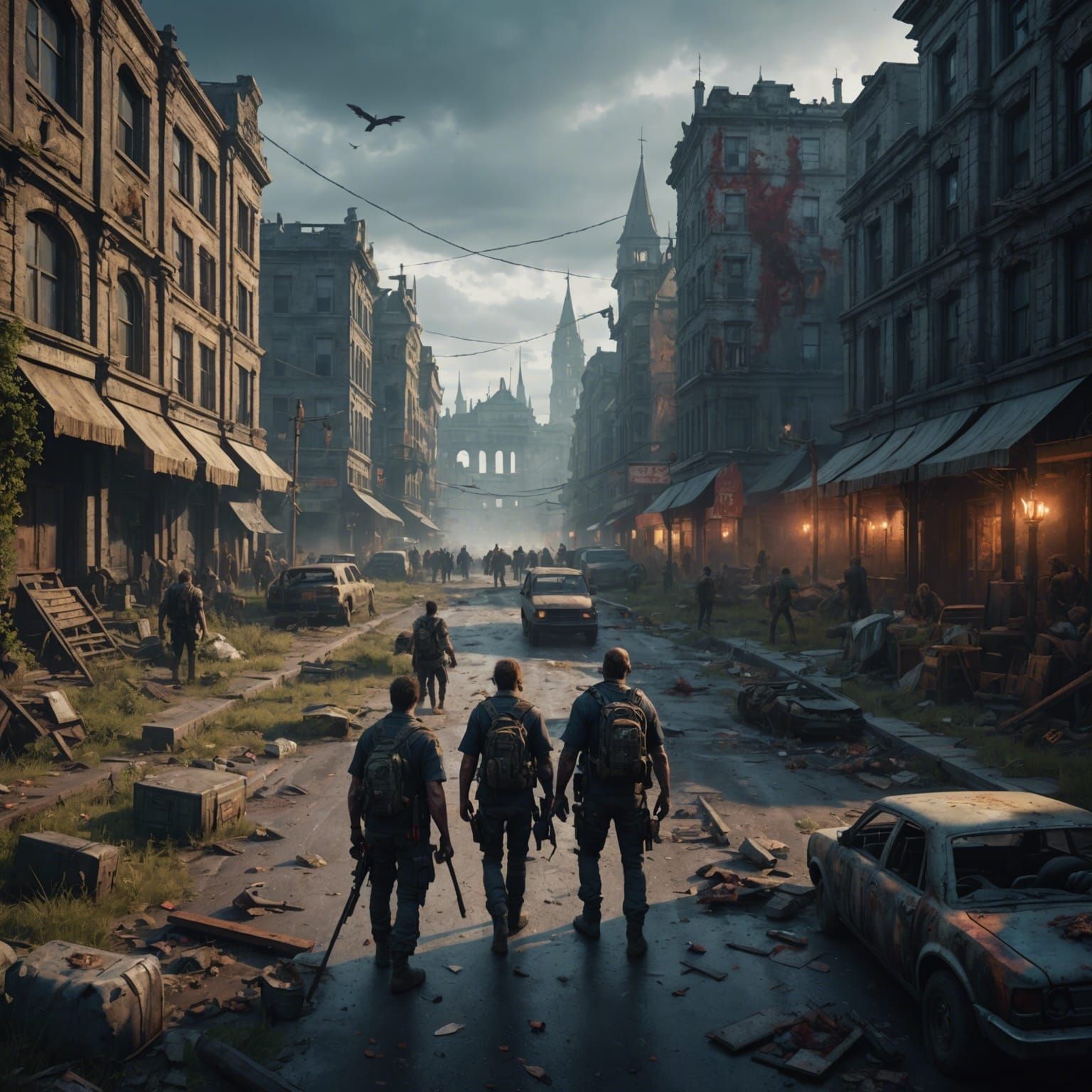 Zombie Apocalypse: Detailed Matte Painting in Deep Color