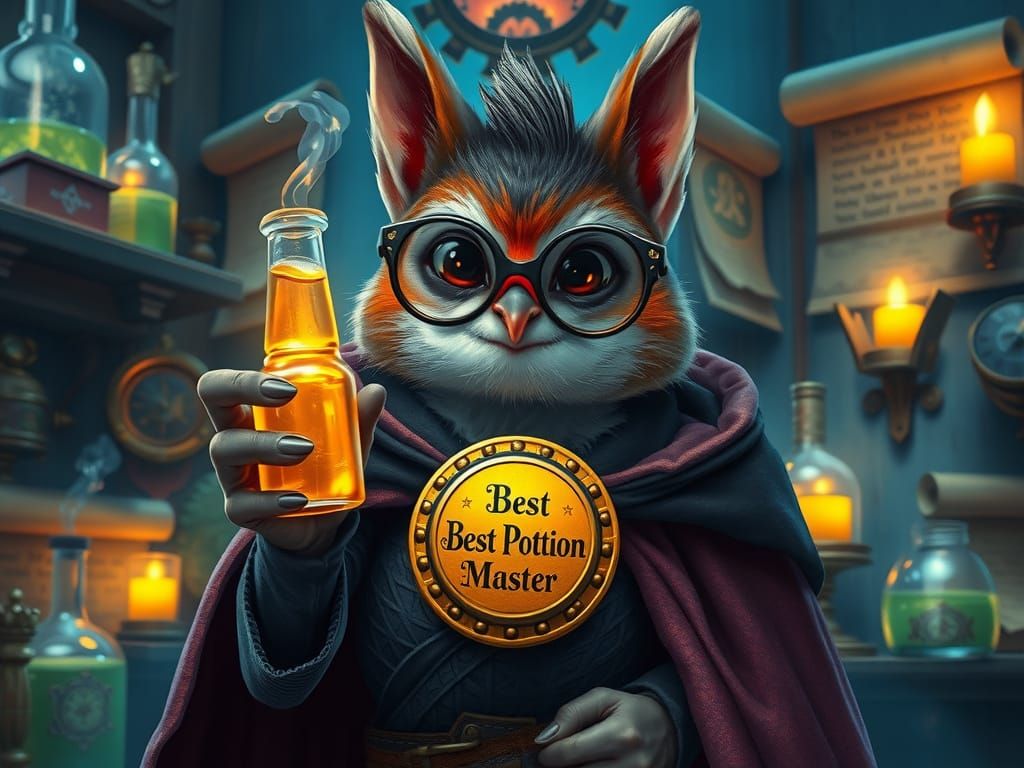 Robin Alchemist Presents Elixir in Steampunk Tower