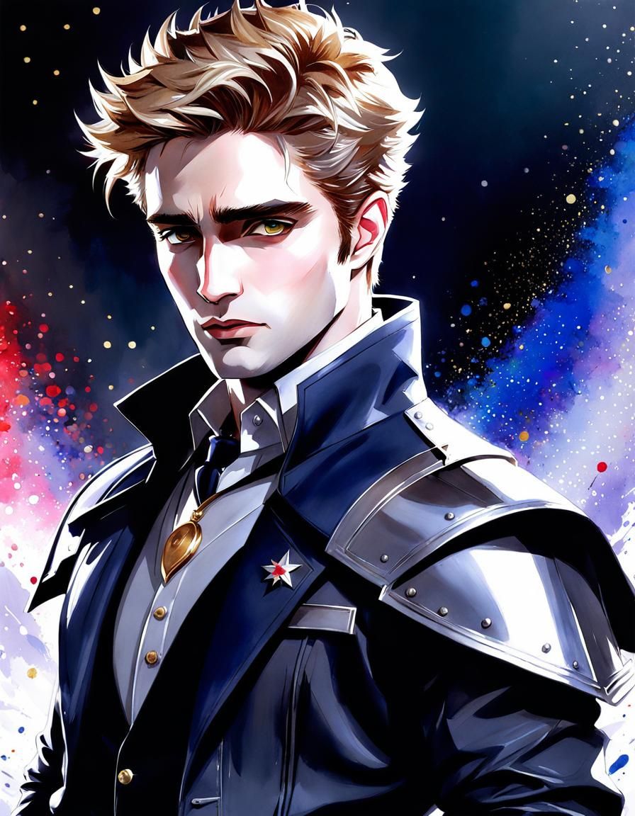 Edward Cullen Sparkles in Watercolor Manga Illustration