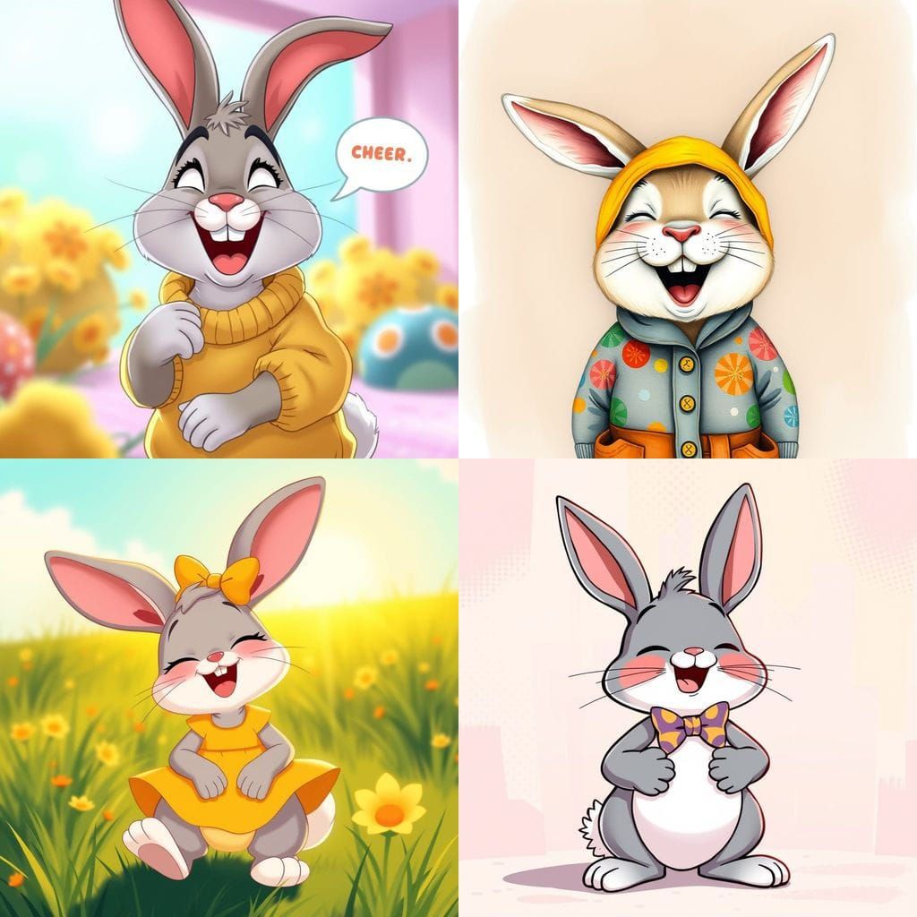 Cute Bunny Cartoon Laughing at a Joke