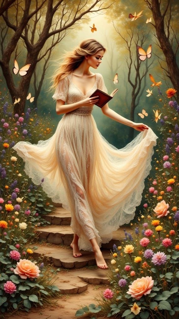 Reese Witherspoon in a Storybook Garden