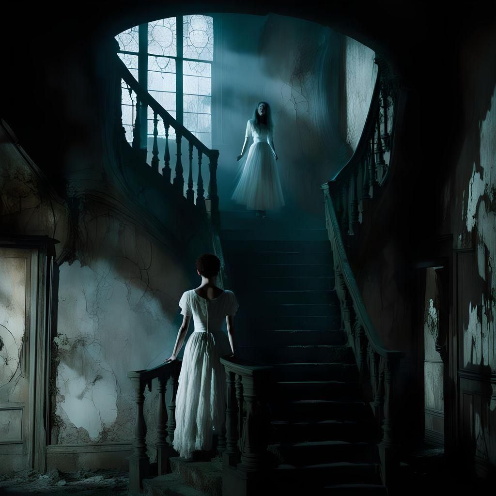 Horror Movie Scene in Abandoned Mansion