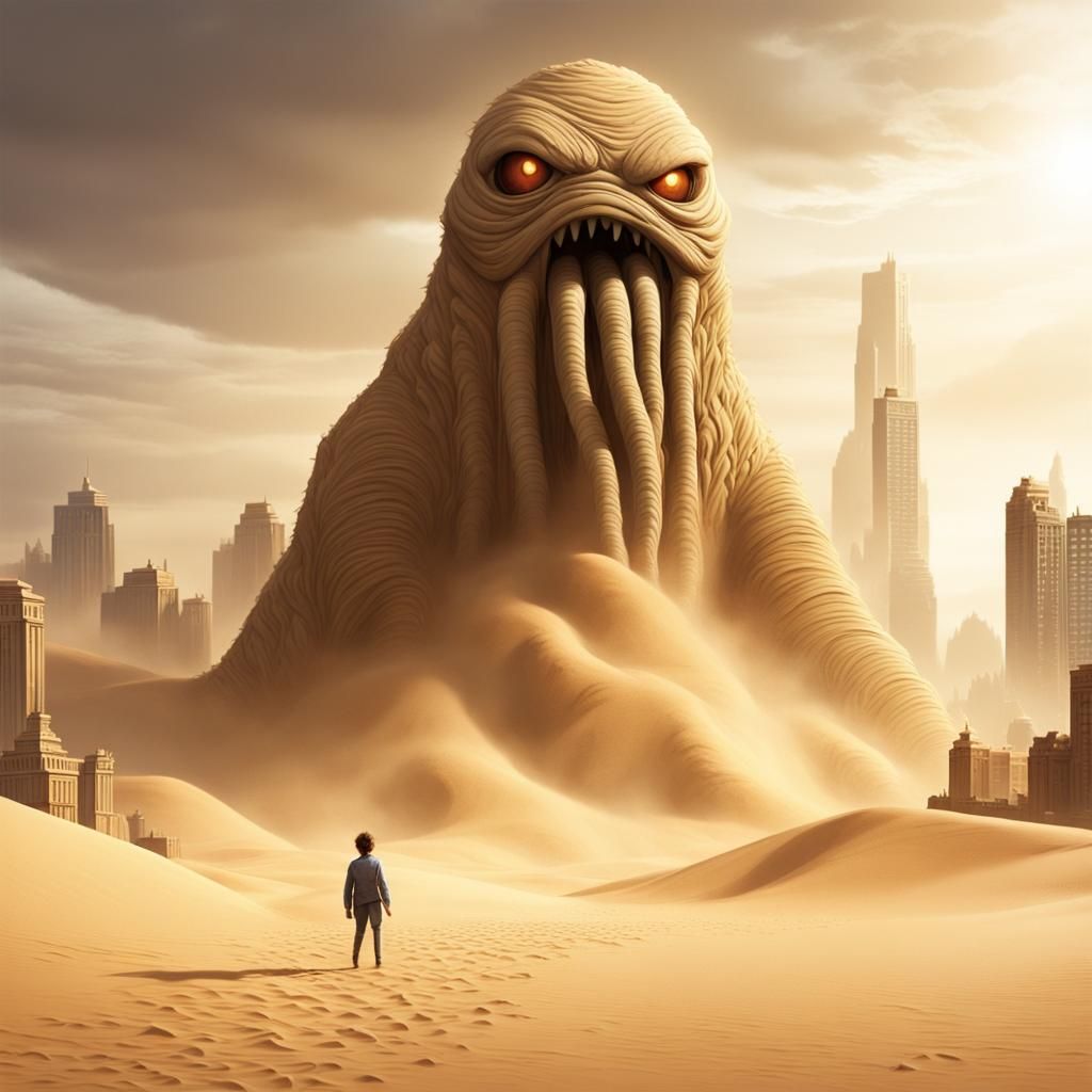 Giant Sand Monster Attacks Desert City
