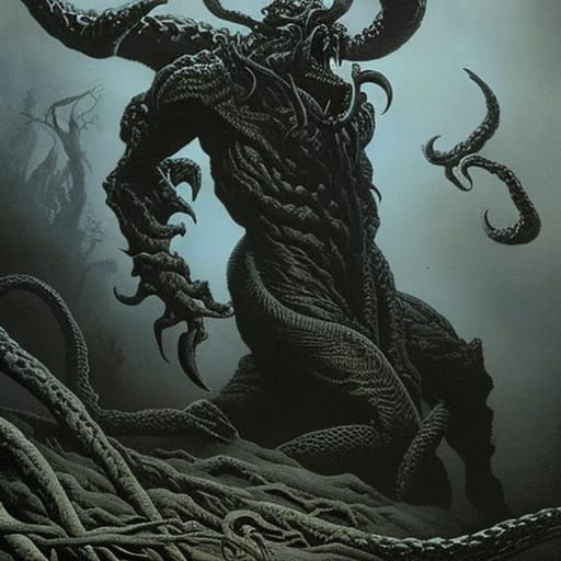 Horrific Venom Illustration Inspired by Doré and Rutkowski