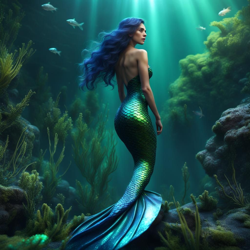 Luminous Mermaid Tails in Deep Color
