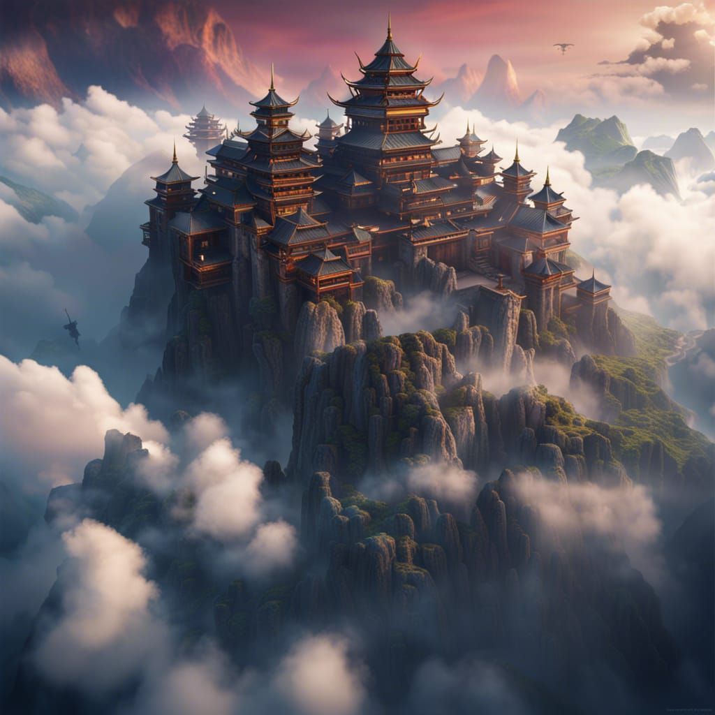 Shangri-La Above the Clouds: Detailed Matte Painting