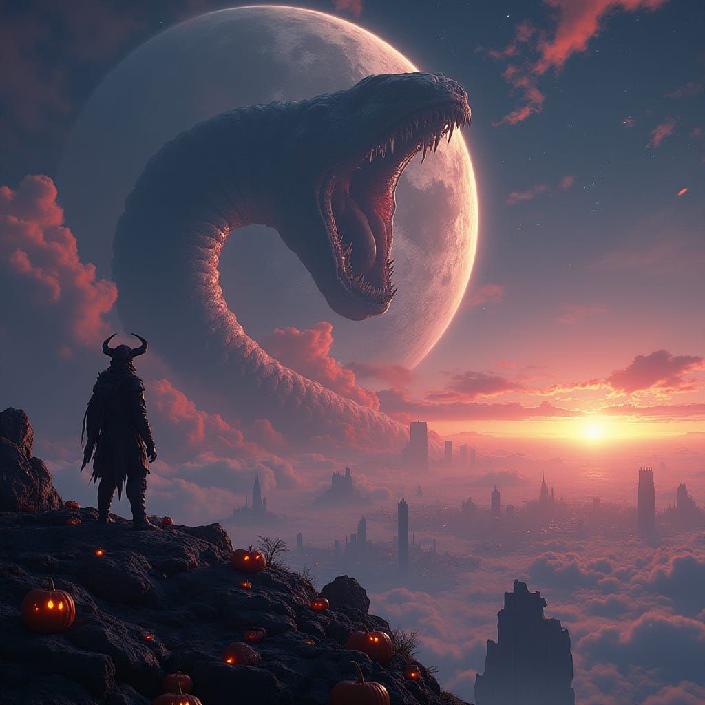 Cosmic Worm Devours Alien Planet in Cinematic Vista