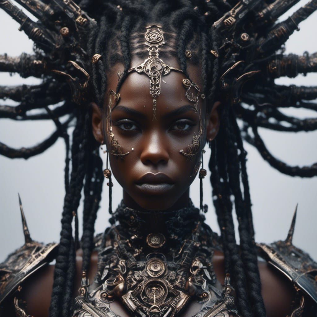 Hyperrealistic Portrait of a Beautiful Warrior Woman