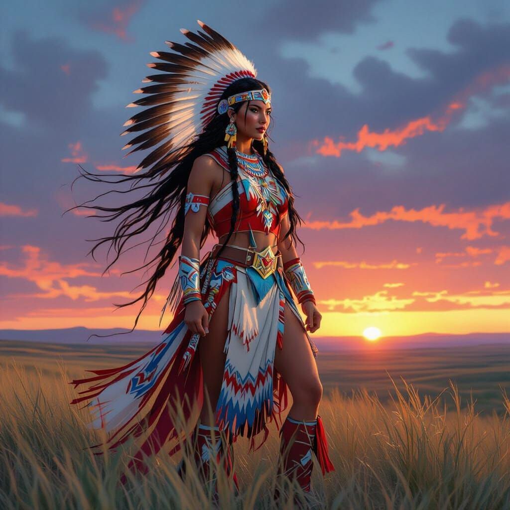 Native American Wonder Woman on the Great Plains