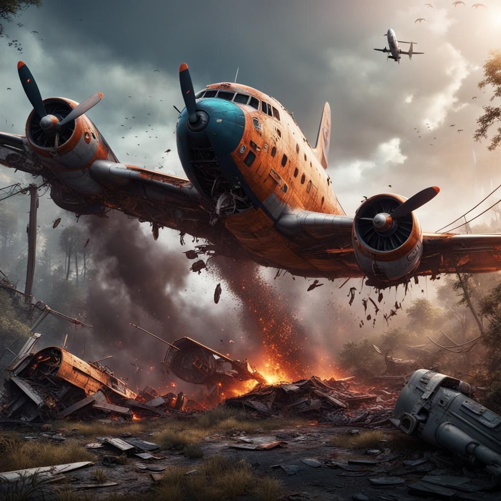 Dramatic Plane Crash: Fantasy Concept Art