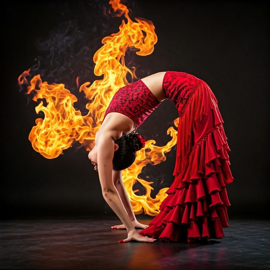 Flamenco Dancer in Backbend Ignites Fiery Display