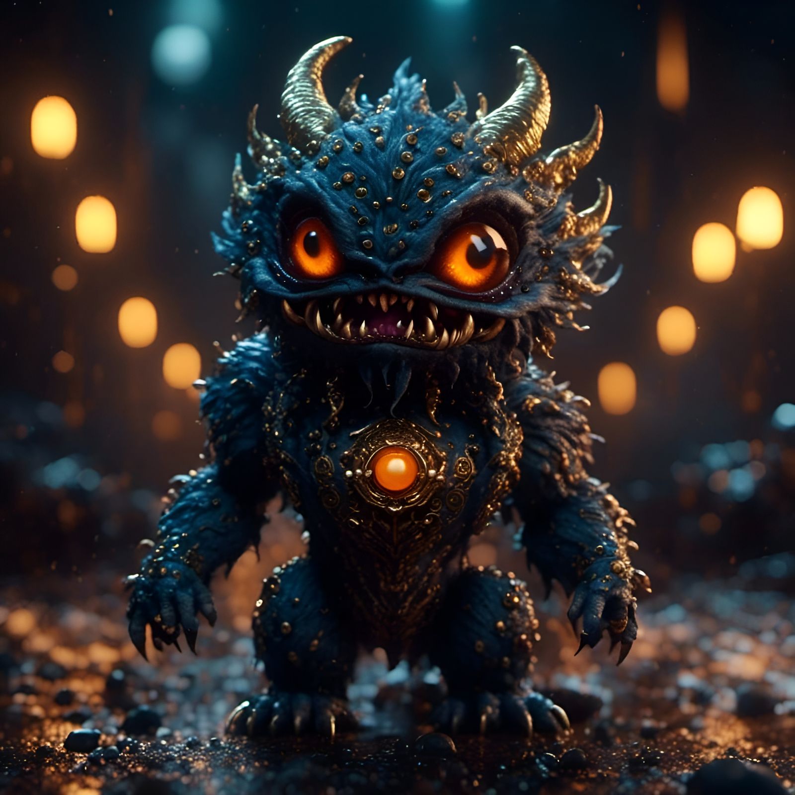 Photorealistic Chibi Monster Skinwalker in Cinematic Style