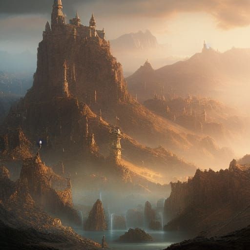 Golden Landscape in Dramatic Digital Matte Painting