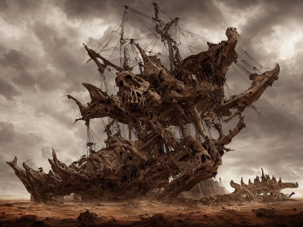 Dinosaur Bone Galleon Ship Stranded in Desert