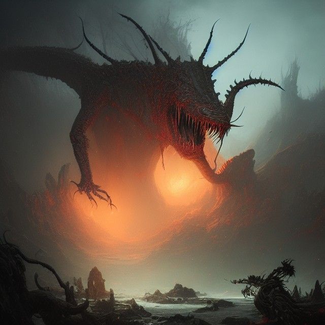 Eldritch Basilisk in Dark Fantasy Style