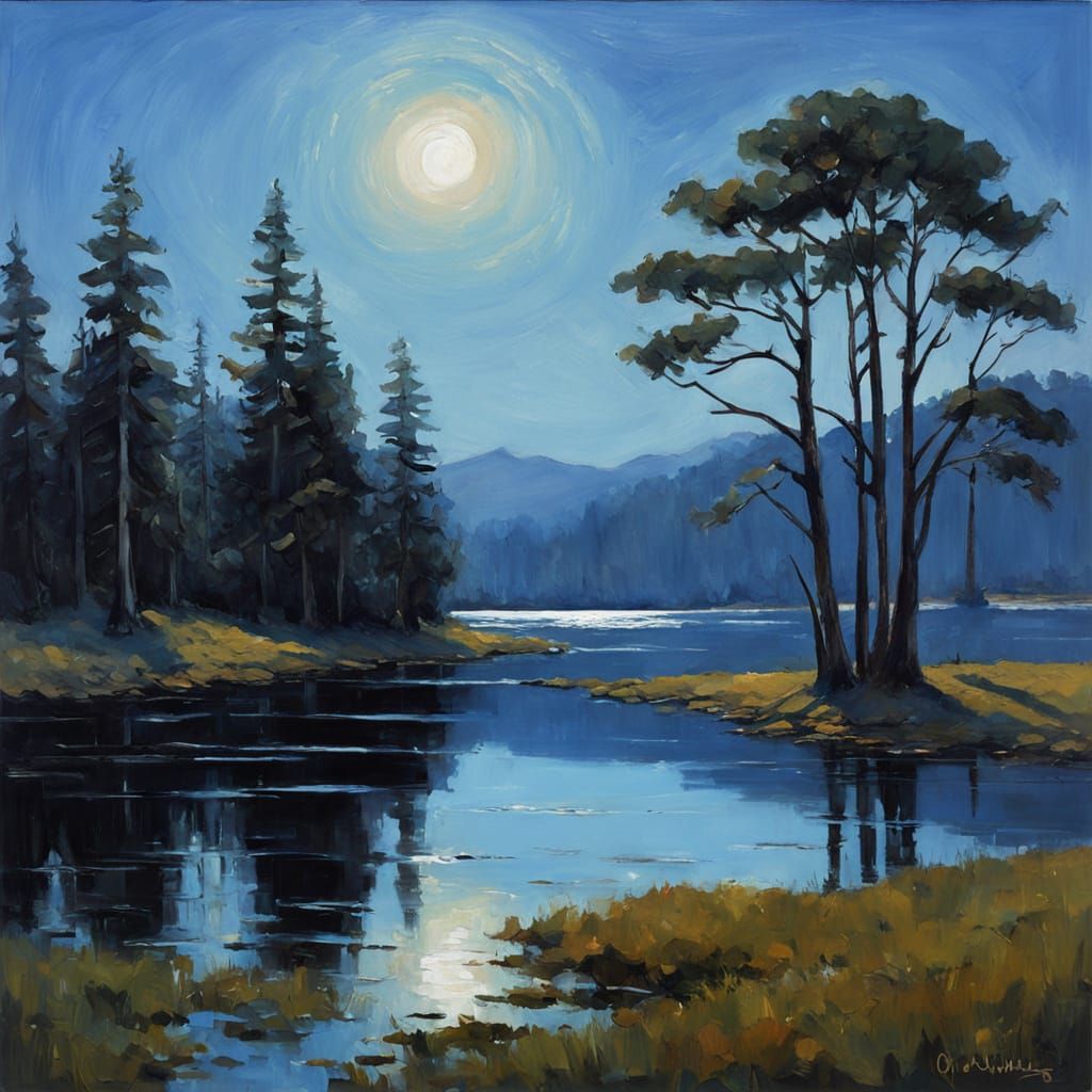 Darkness Reigns in a Moonless Night Landscape