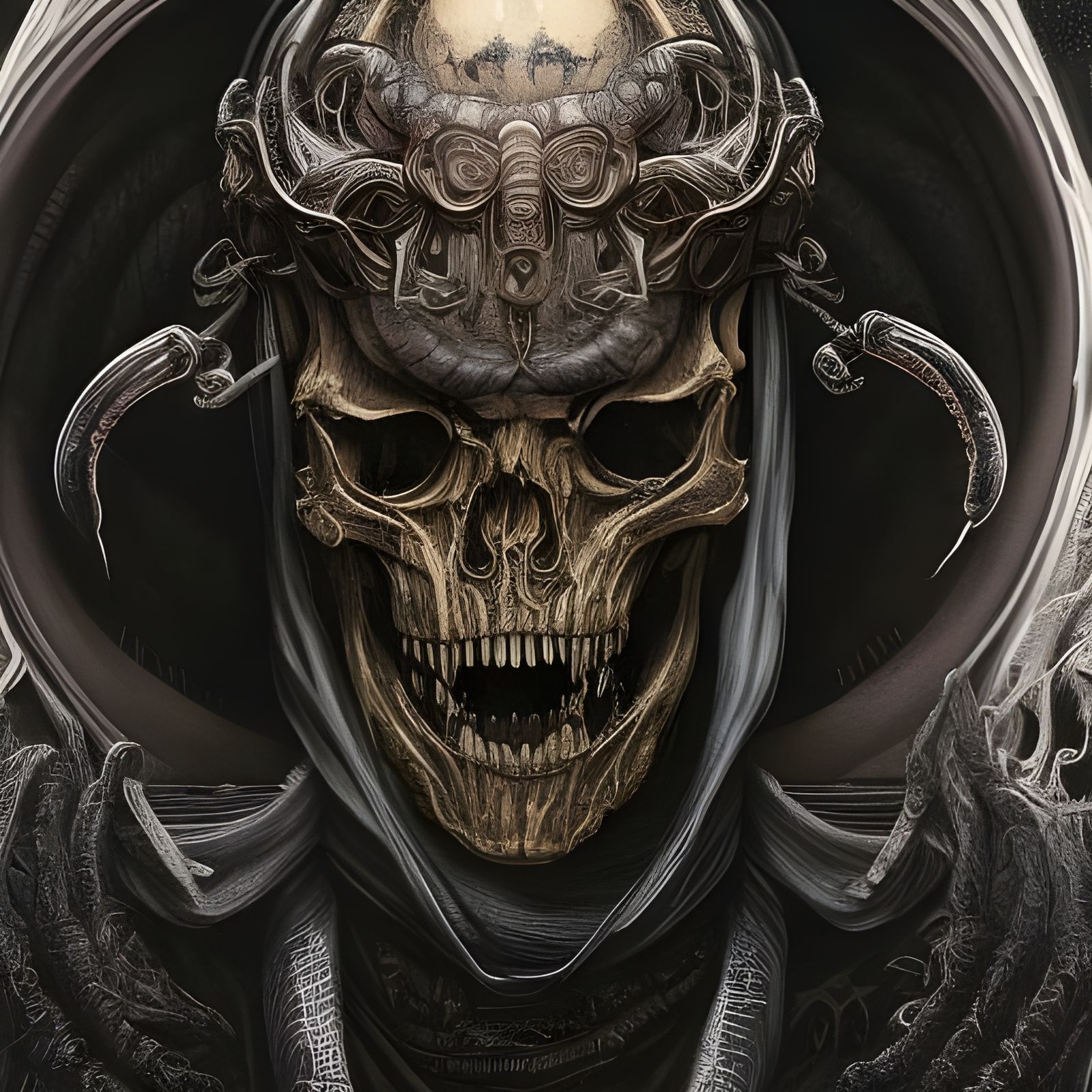 Detailed Alien Portrait in Hooded Robes