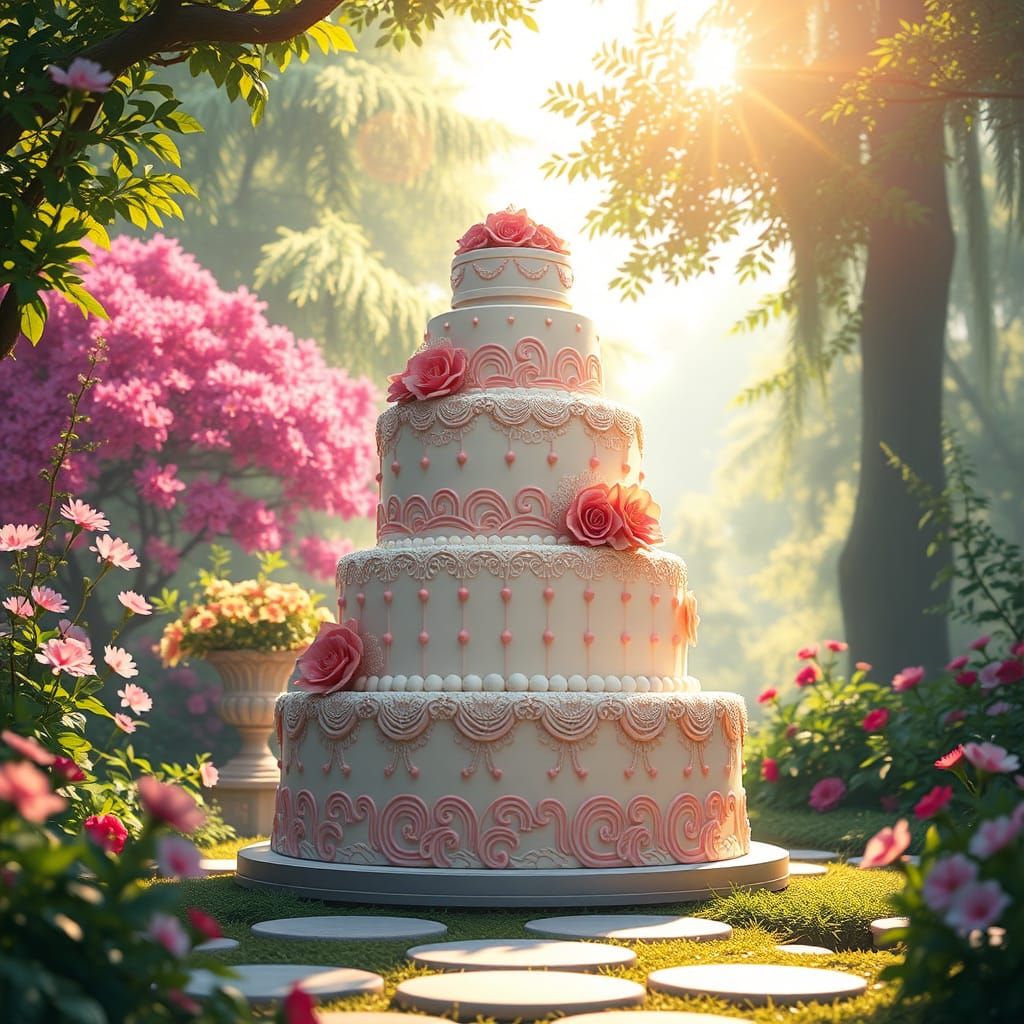 Whimsical Japanese Garden Cake