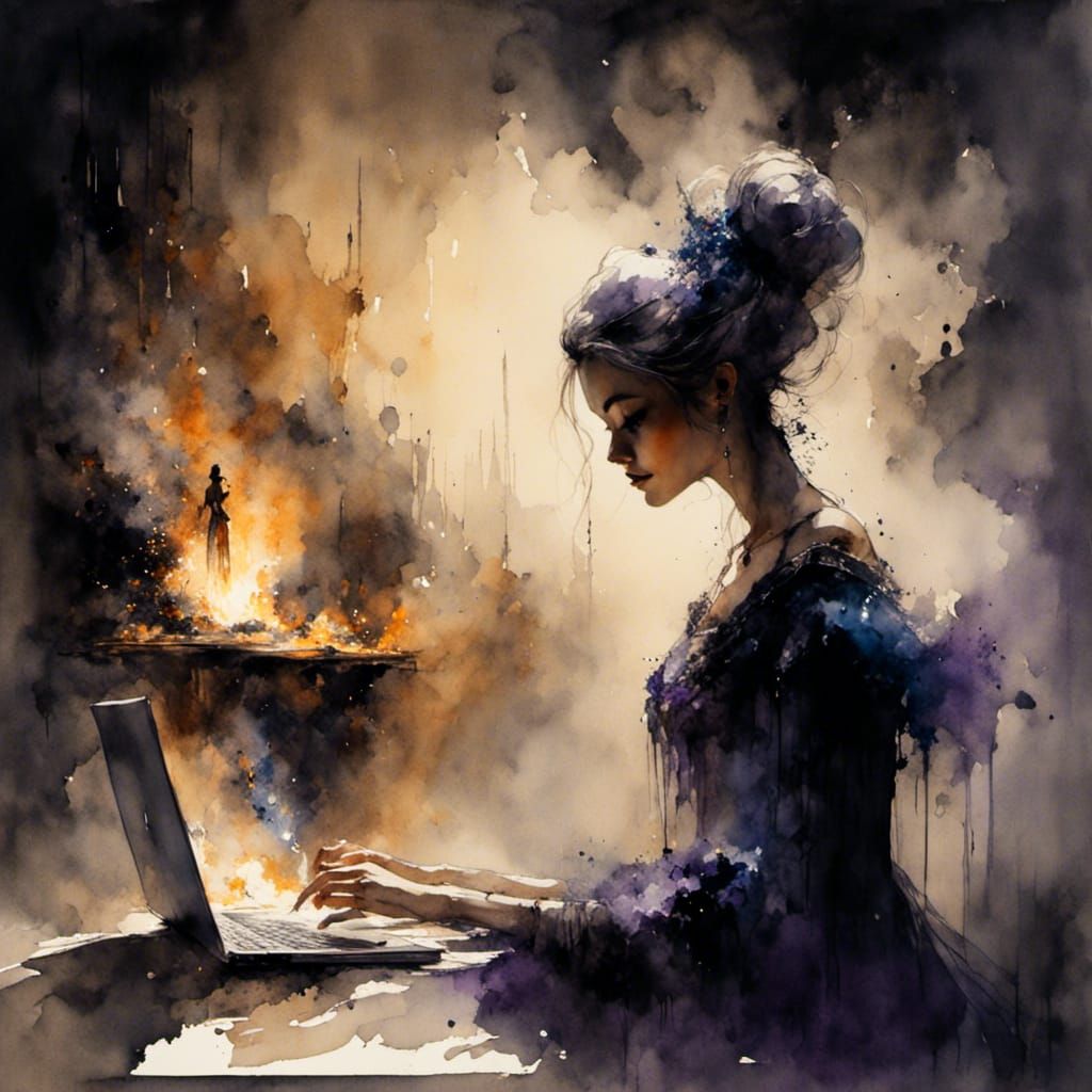 Fairy Godmother Supervises Deadline, Fantasy Concept Art