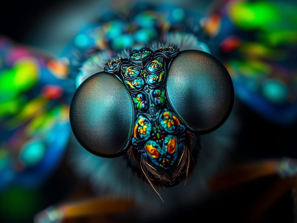 Iridescent Insect Eye with Fractal Pattern